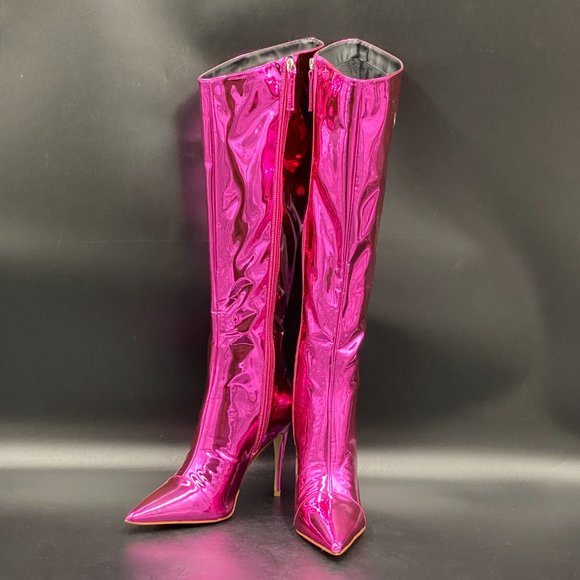 Shoes - A Purple Thigh High Long Boots Over The Knee Pointed Toe Fashion High Heels Shoe
